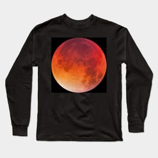 Bloody moon on night dark sky Long Sleeve T-Shirt